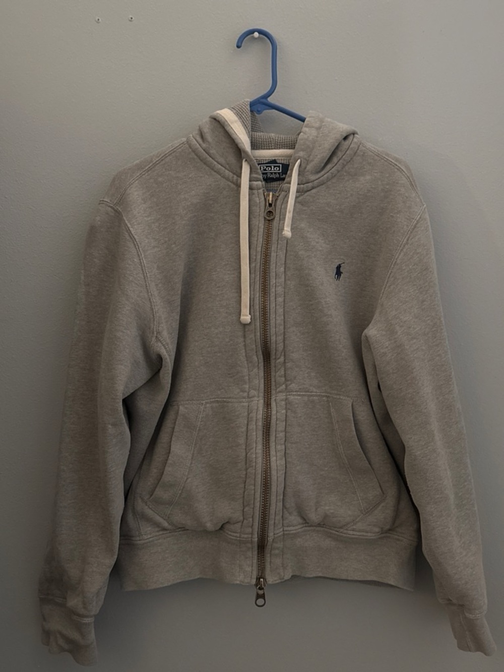 Ralph Lauren Light Gray Full-Zip Hoodie Sweater
